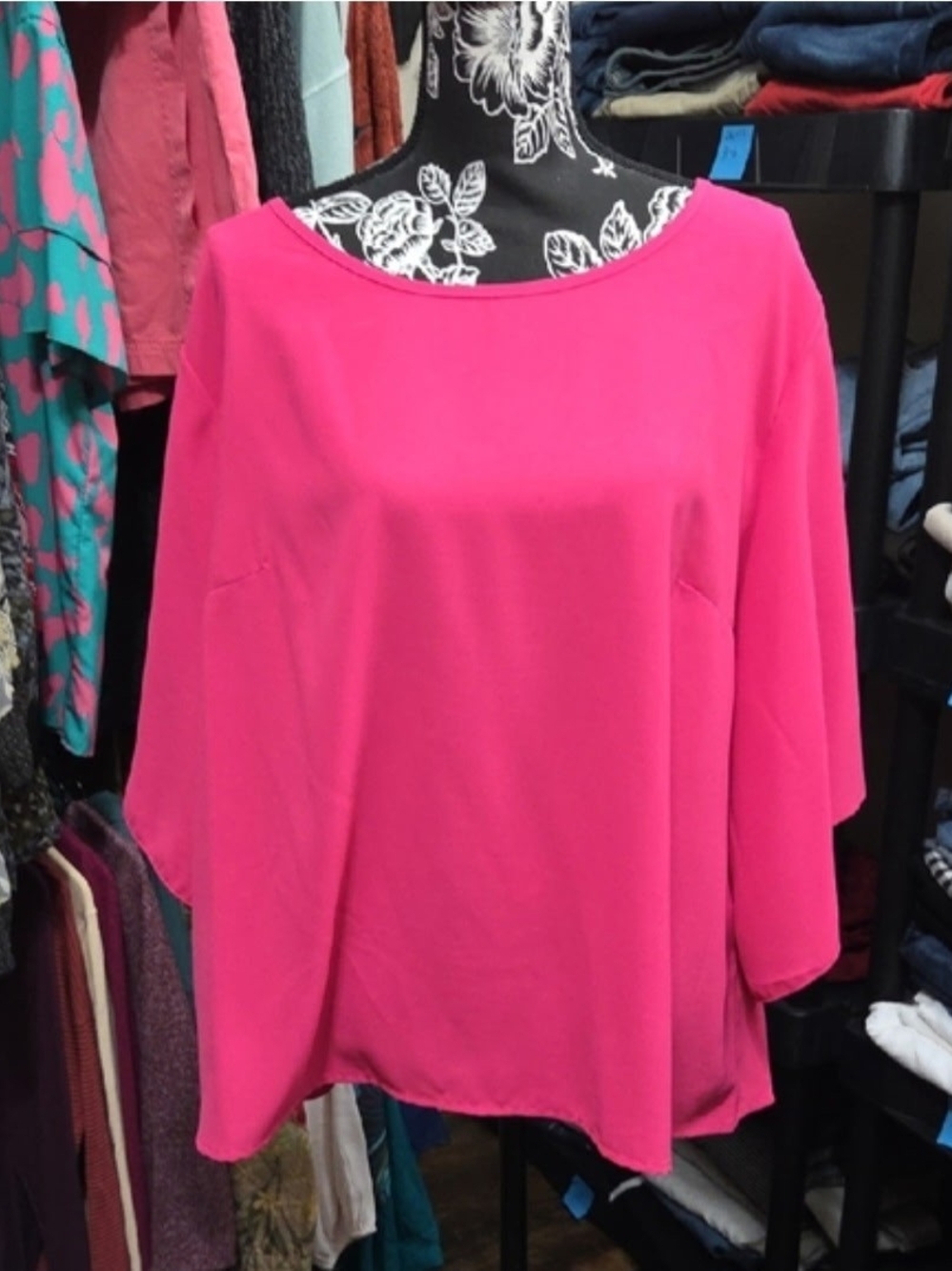 SHEIN Hot Pink Boatneck Blouse